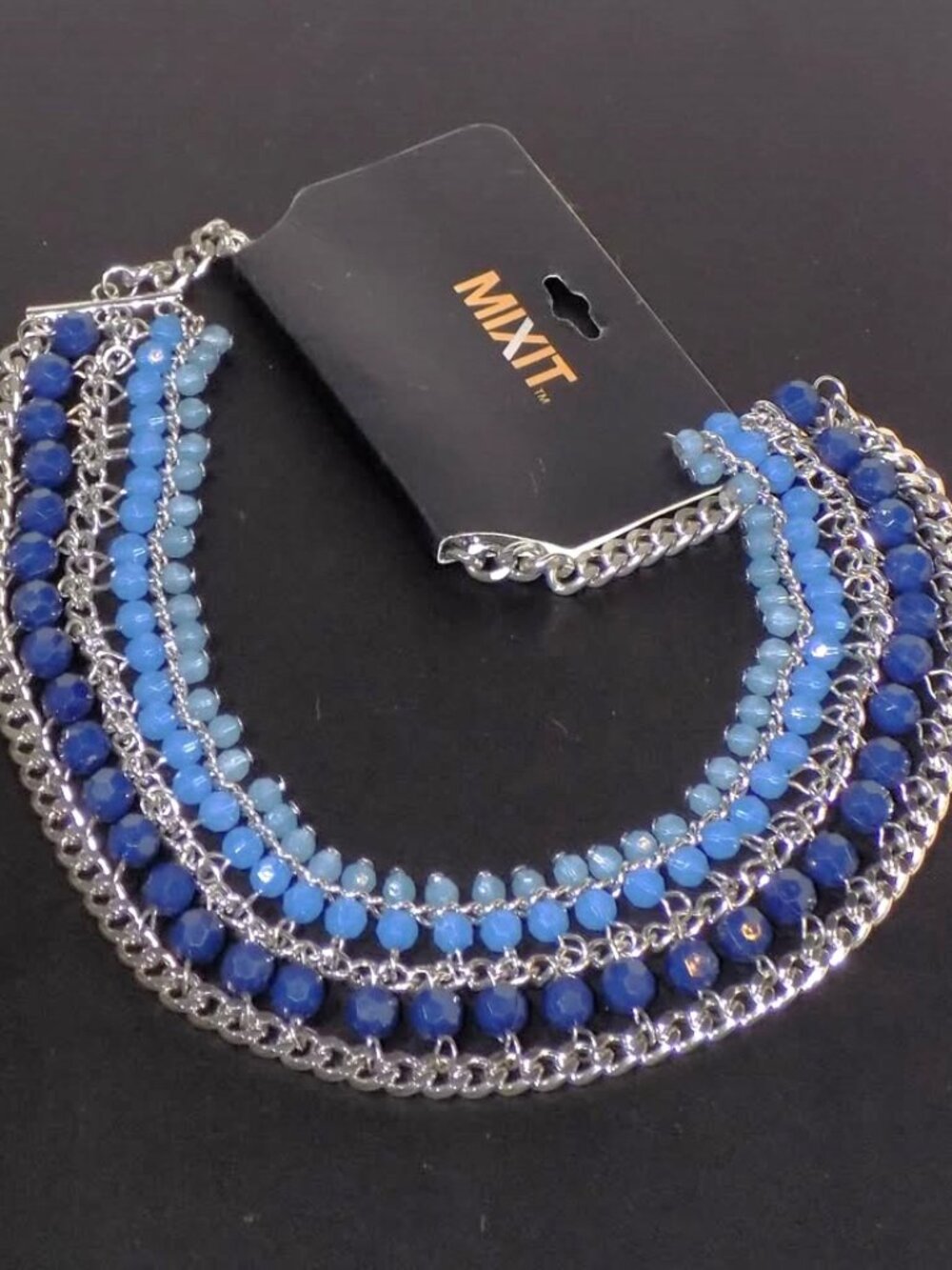 New w/Tag Mixit Statement Blue Ombre Beaded Collar Band Necklace